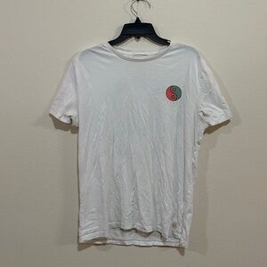 Marine Layer White Tee with Red and Green Yin Yang Design